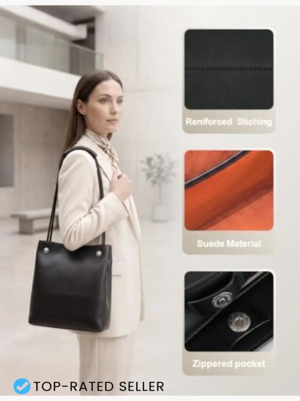 Waterproof PU Leather Tote Bag Shoulder Hobo Fits 13